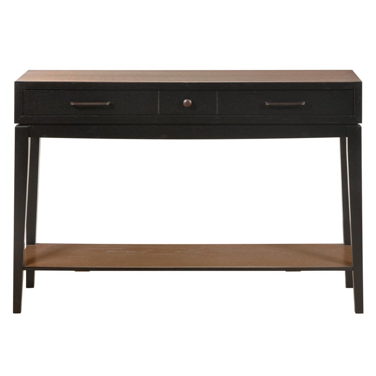 Contemporary Black Console Table in French Oak with One Shelf For Sale