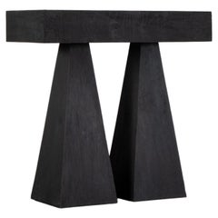 Contemporary Black Console Table in Hand-Waxed Plywood, Torn by Lucas Morten
