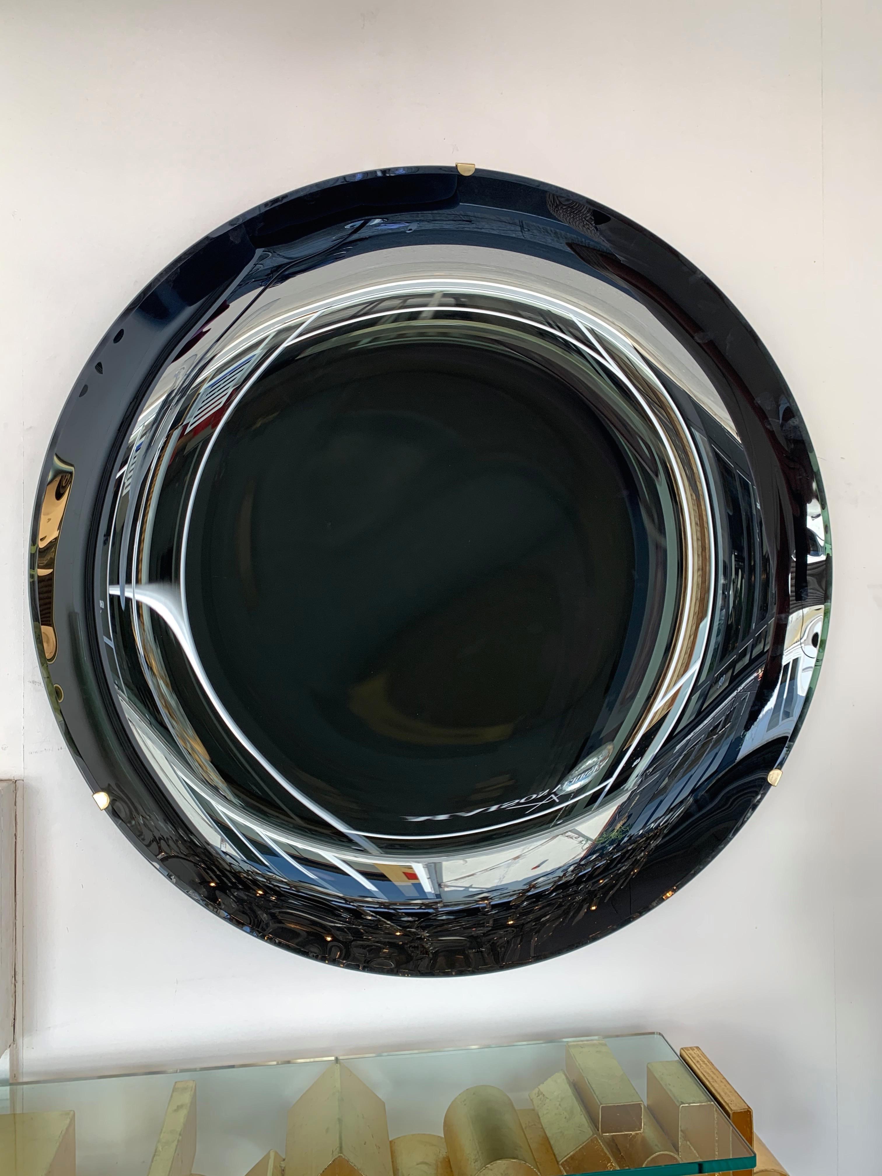 Futurist Contemporary Black Curve Mirror, Italy