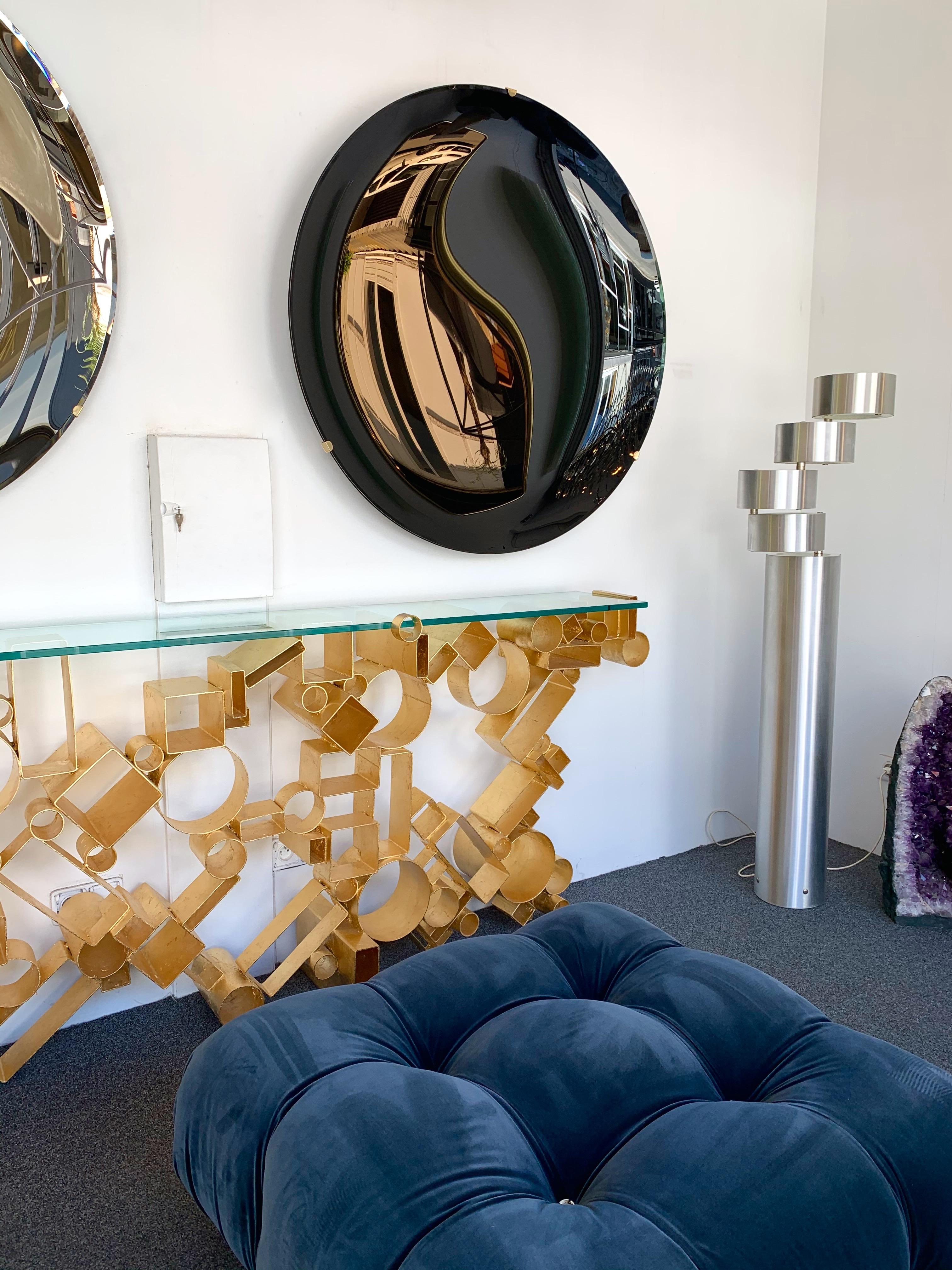 Contemporary Black Concave Curve Mirror, Italy In New Condition For Sale In SAINT-OUEN, FR