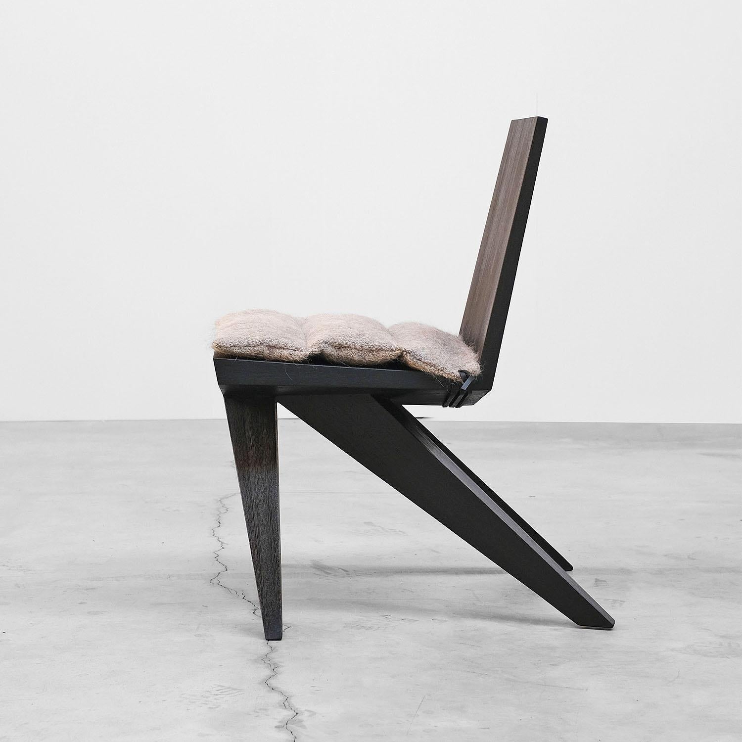 Belgian Contemporary Black Dining Chair in Iroko Wood-v-dining by Arno Declercq
