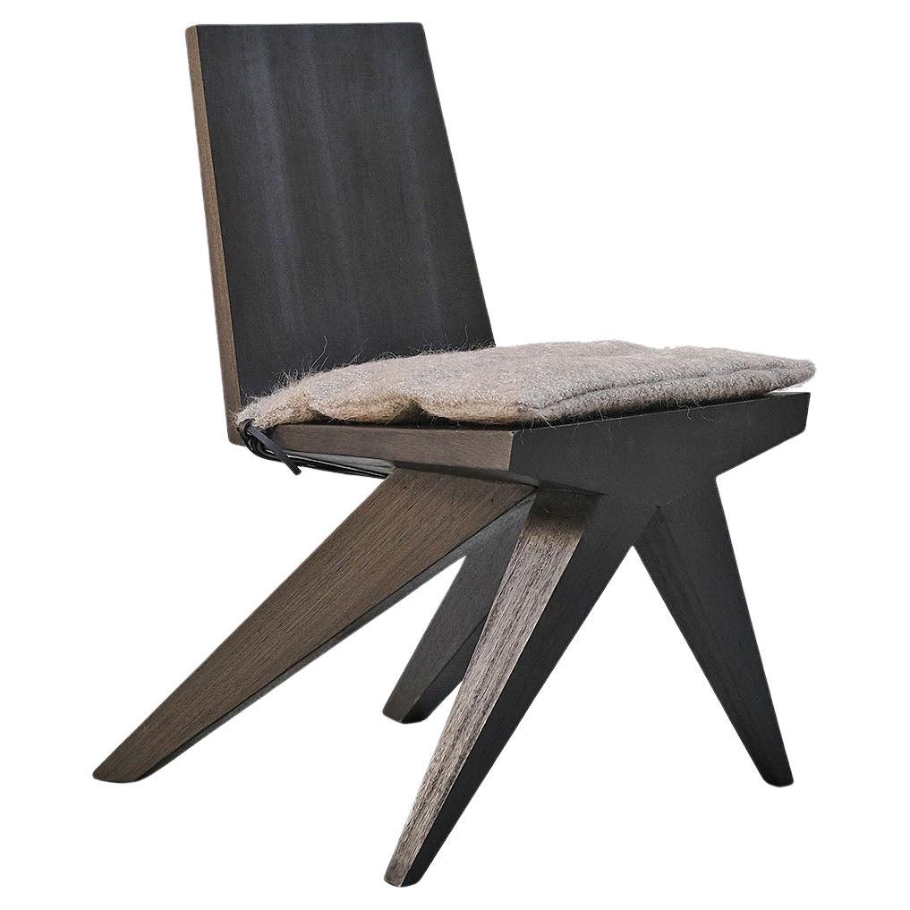 Contemporary Black Dining Chair in Iroko Wood-v-dining by Arno Declercq For Sale
