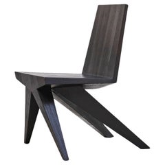 Contemporary Black Dining Chair in Iroko Wood - V-Dining by Arno Declercq