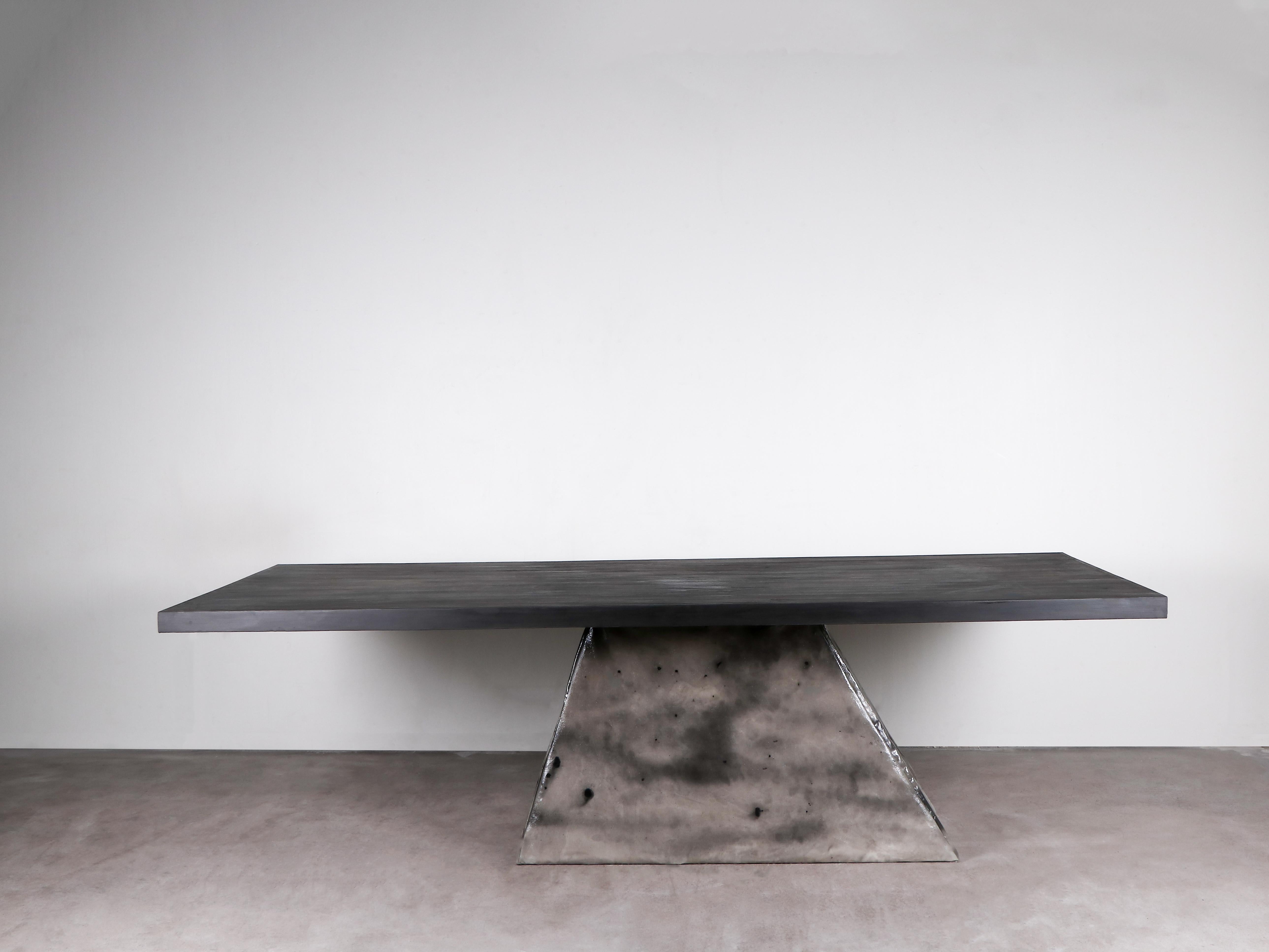 Modern Contemporary Black Dining Table in Hand-Waxed Plywood, Duk by Lucas Morten