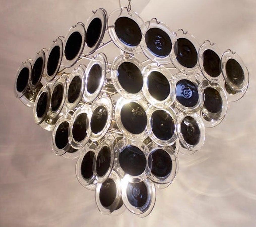 Contemporary Black Disc Murano Chandelier In New Condition For Sale In Rome, IT