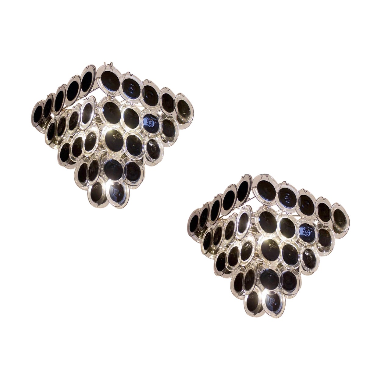 Contemporary Black Disc Murano Chandelier
