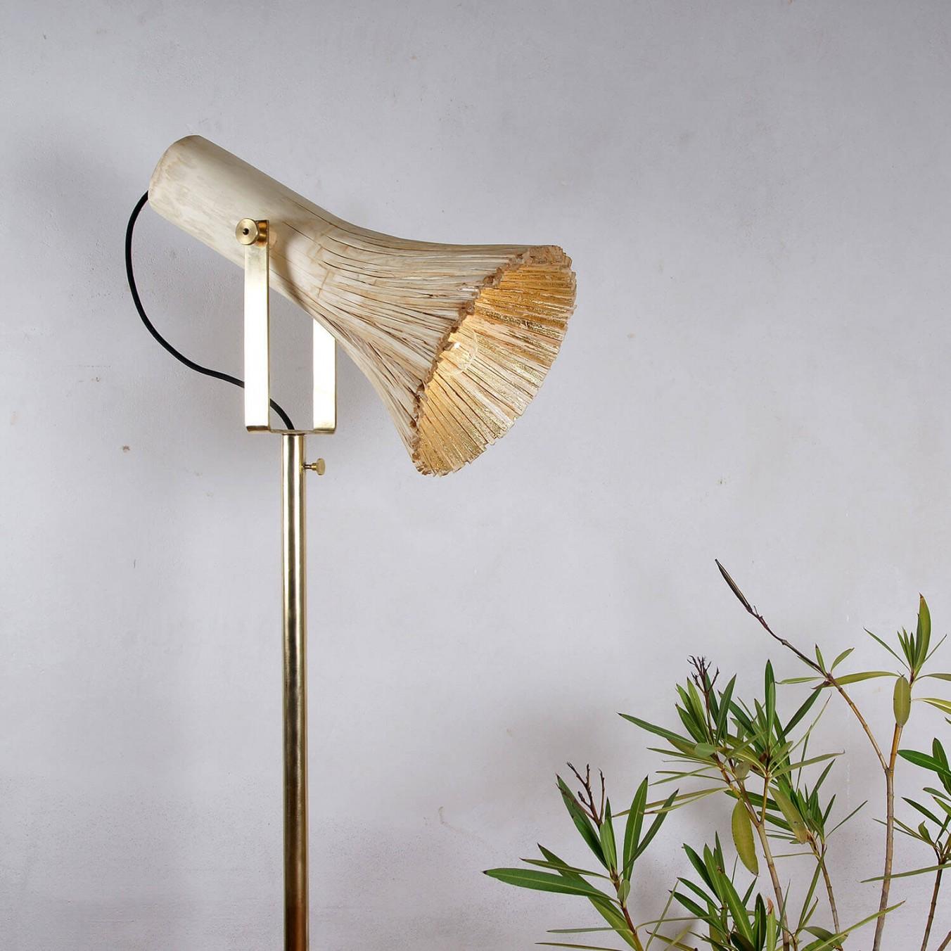 Contemporary Black Floor Lamp, Pressed Wood Light by Johannes Hemann In New Condition For Sale In Warsaw, PL