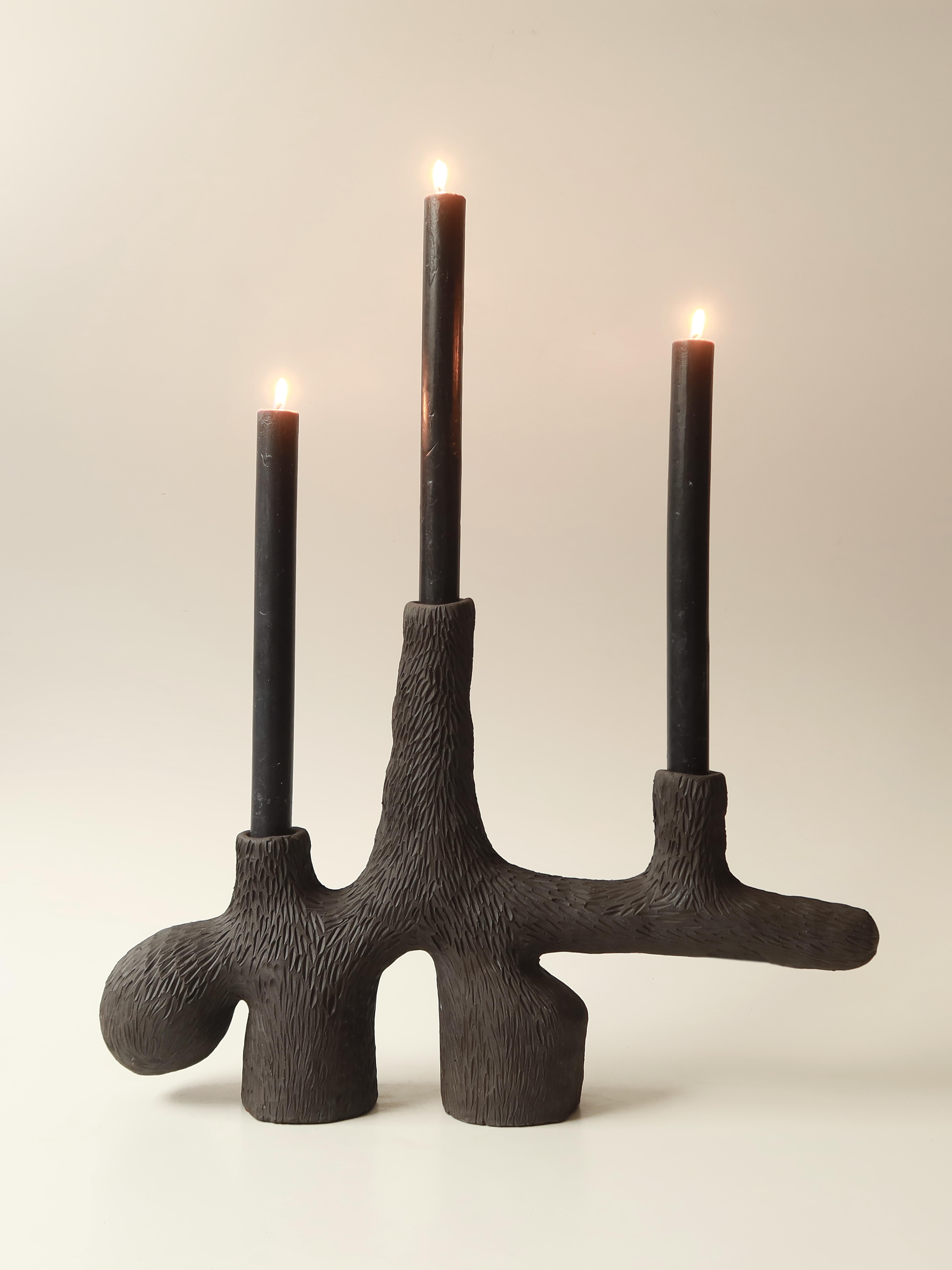 Contemporary Black forest candelabra 02 handcrafted by Jan Ernst  In New Condition For Sale In 1204, CH