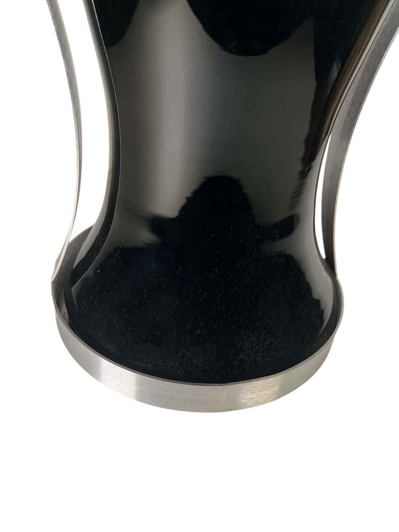 Contemporary Black Glass Vases With Stainless Steel For Sale 3
