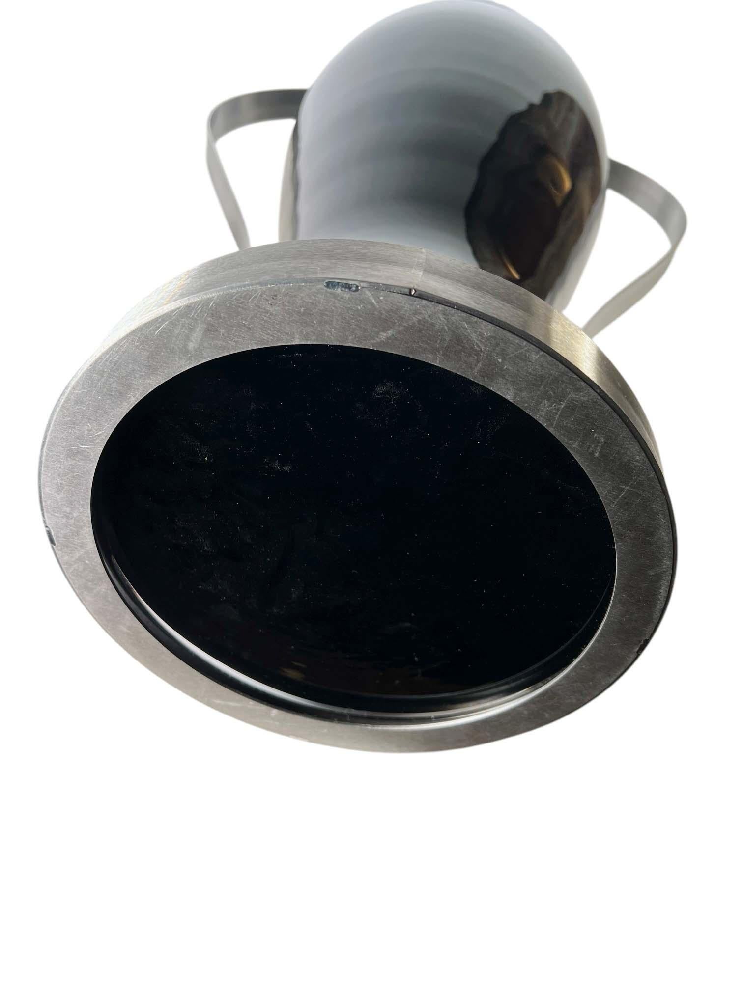 Contemporary Black Glass Vases With Stainless Steel For Sale 4