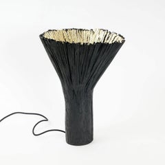Contemporary Black & Gold Table Lamp, Pressed Wood Light by Johannes Hemann