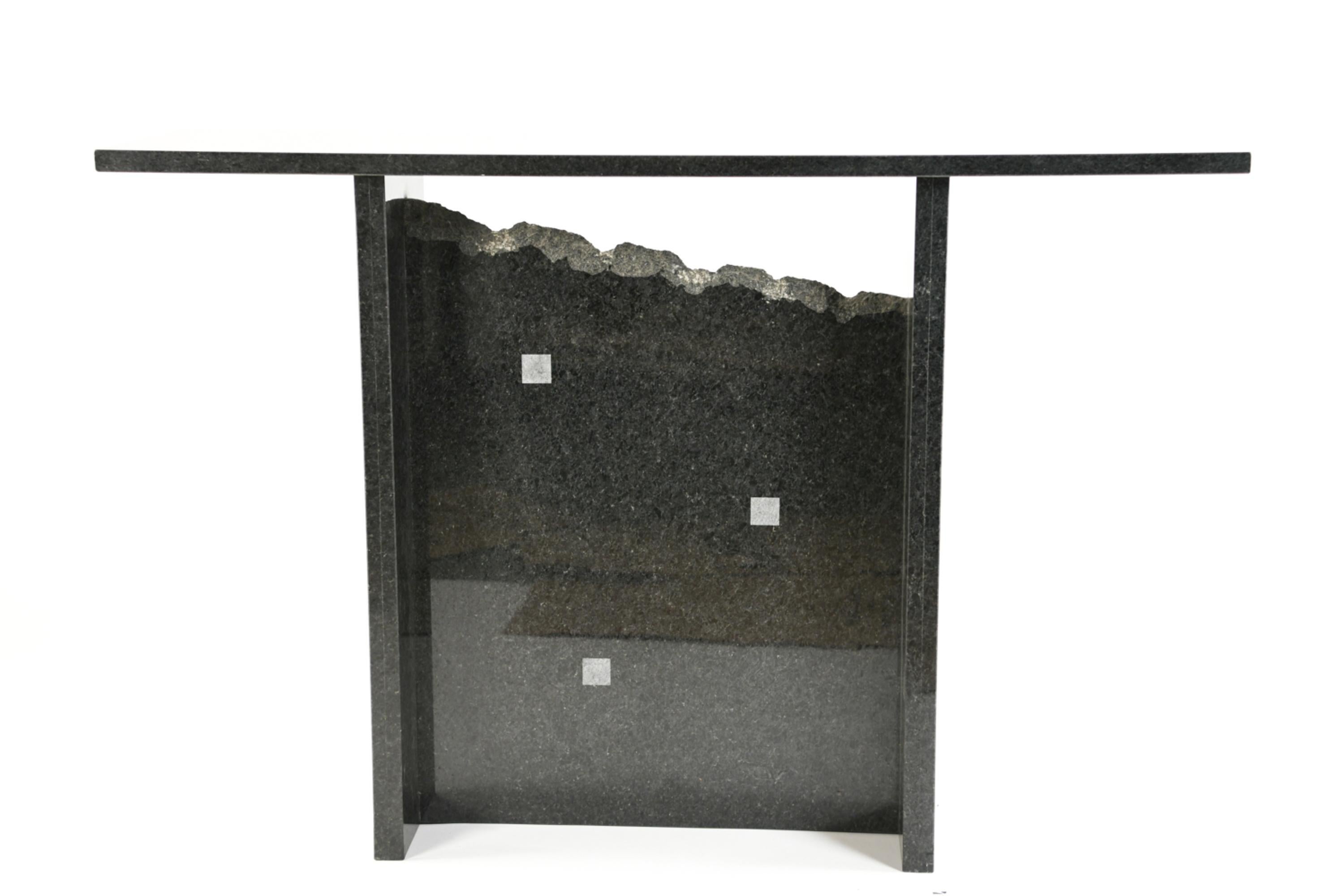 Contemporary Black Granite Console In Good Condition In Norwalk, CT