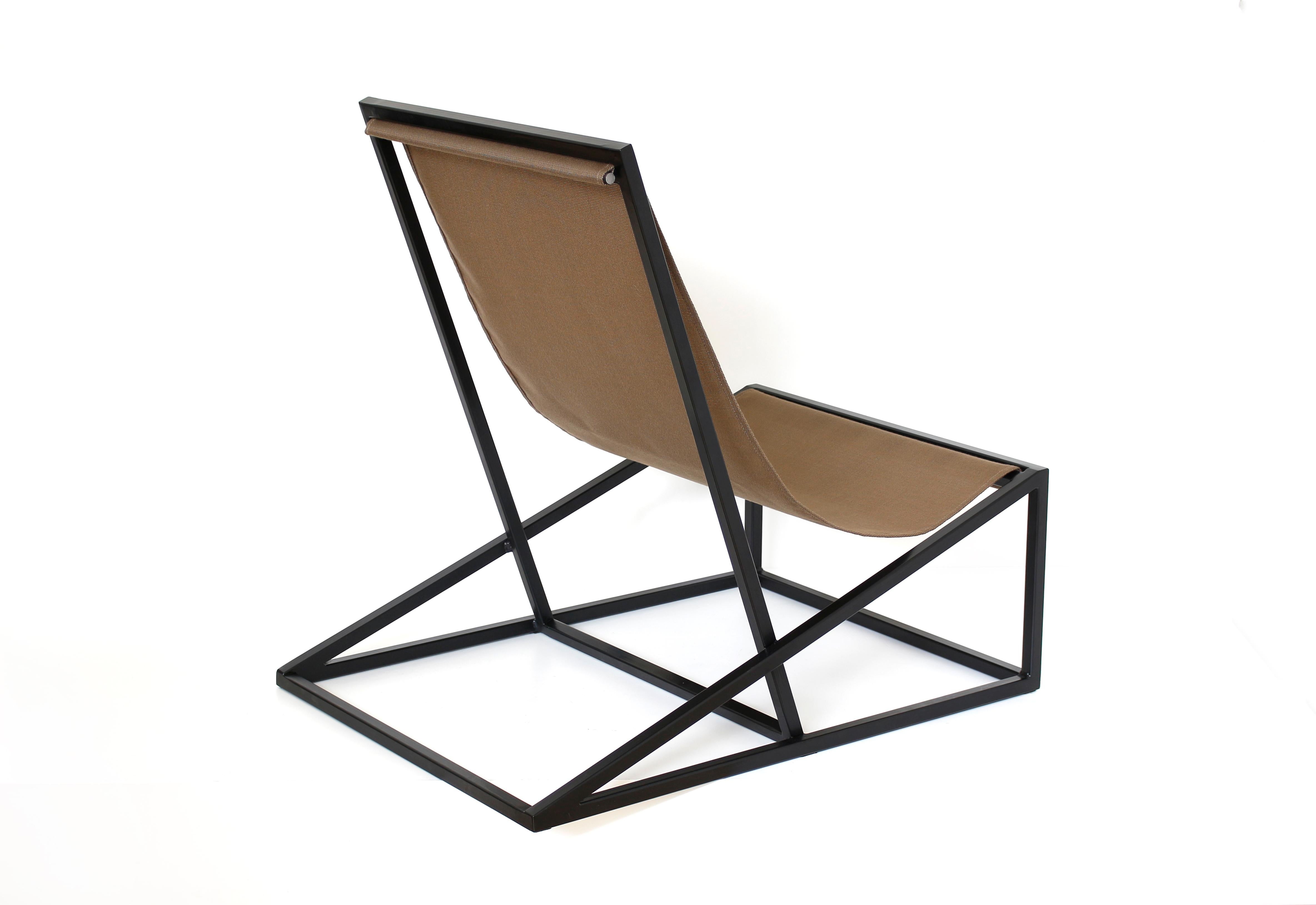 Contemporary black Joa Armchair in Canvas and Metal For Sale 4