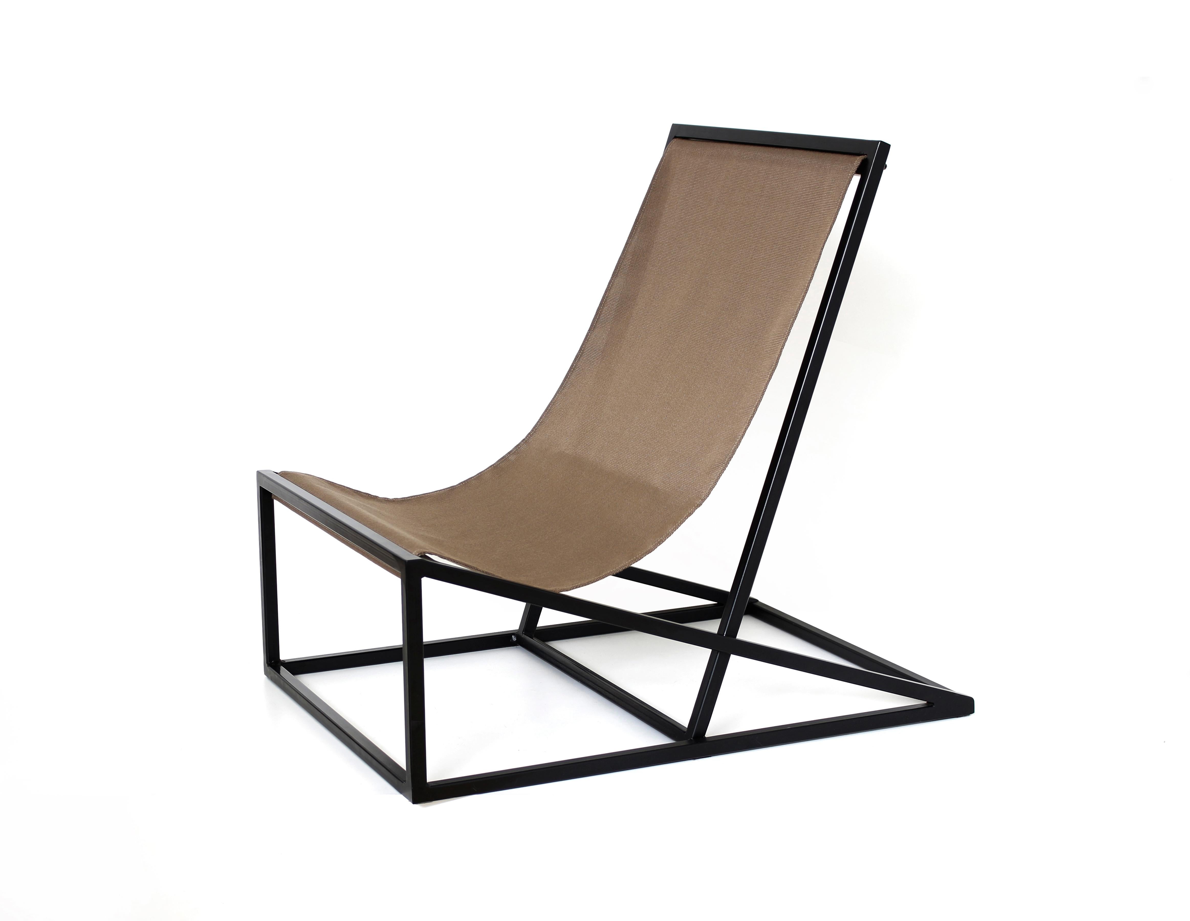 Welded Contemporary black Joa Armchair in Canvas and Metal For Sale