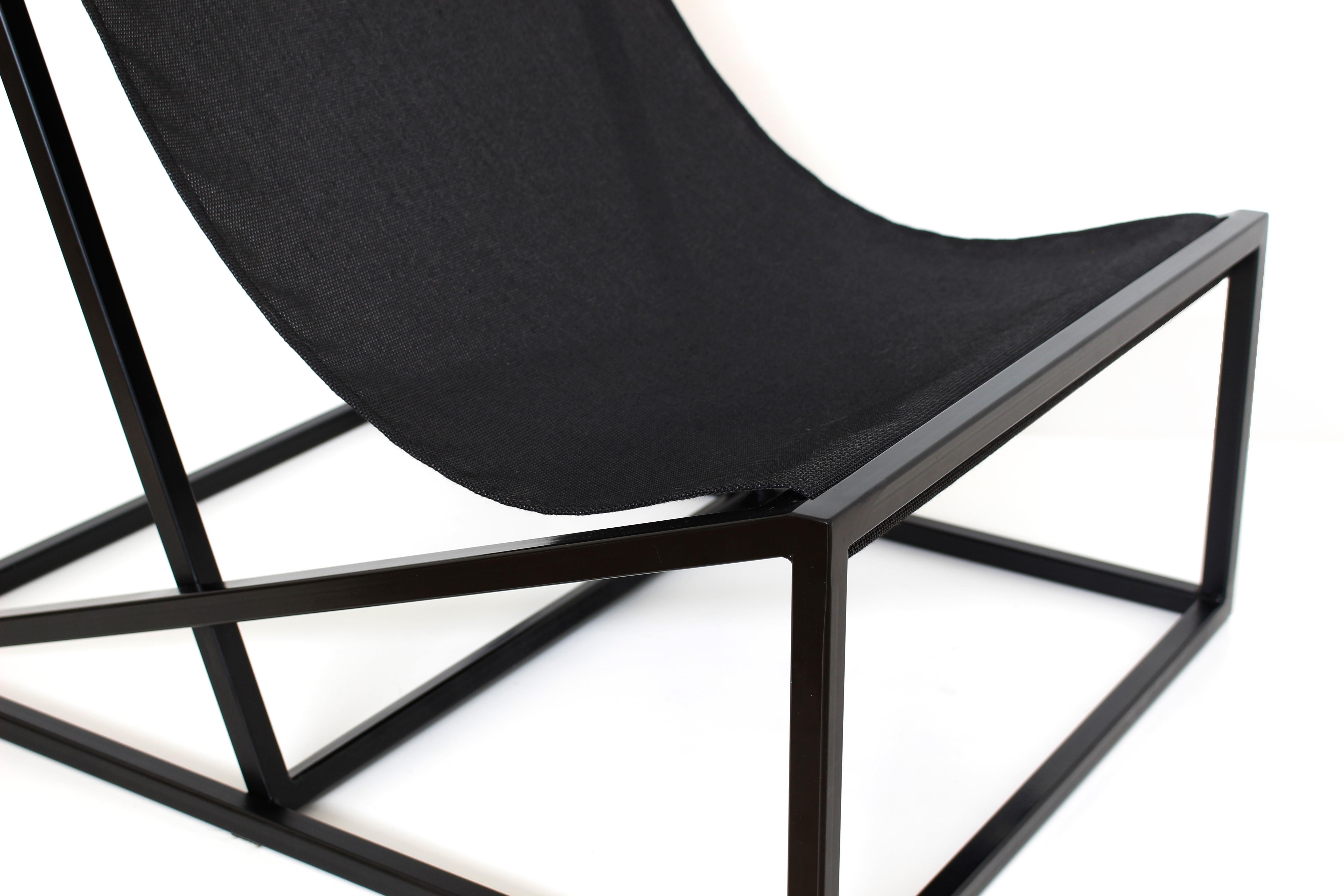 Contemporary black Joa Armchair in Canvas and Metal For Sale 1