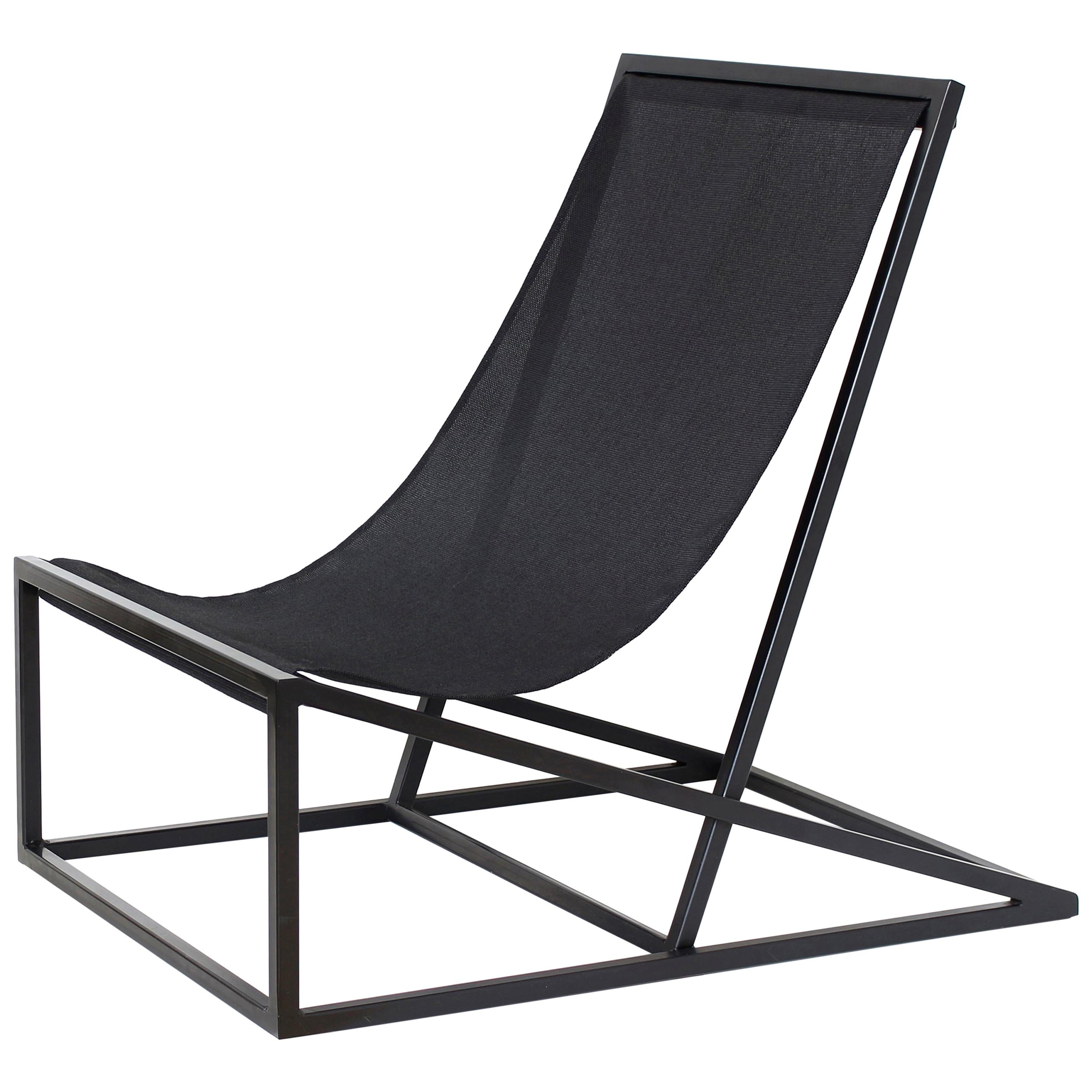 Contemporary black Joa Armchair in Canvas and Metal For Sale