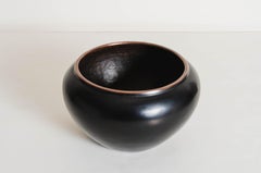 Contemporary Black Lacquer "Bo" Pot with Copper Rim by Robert Kuo
