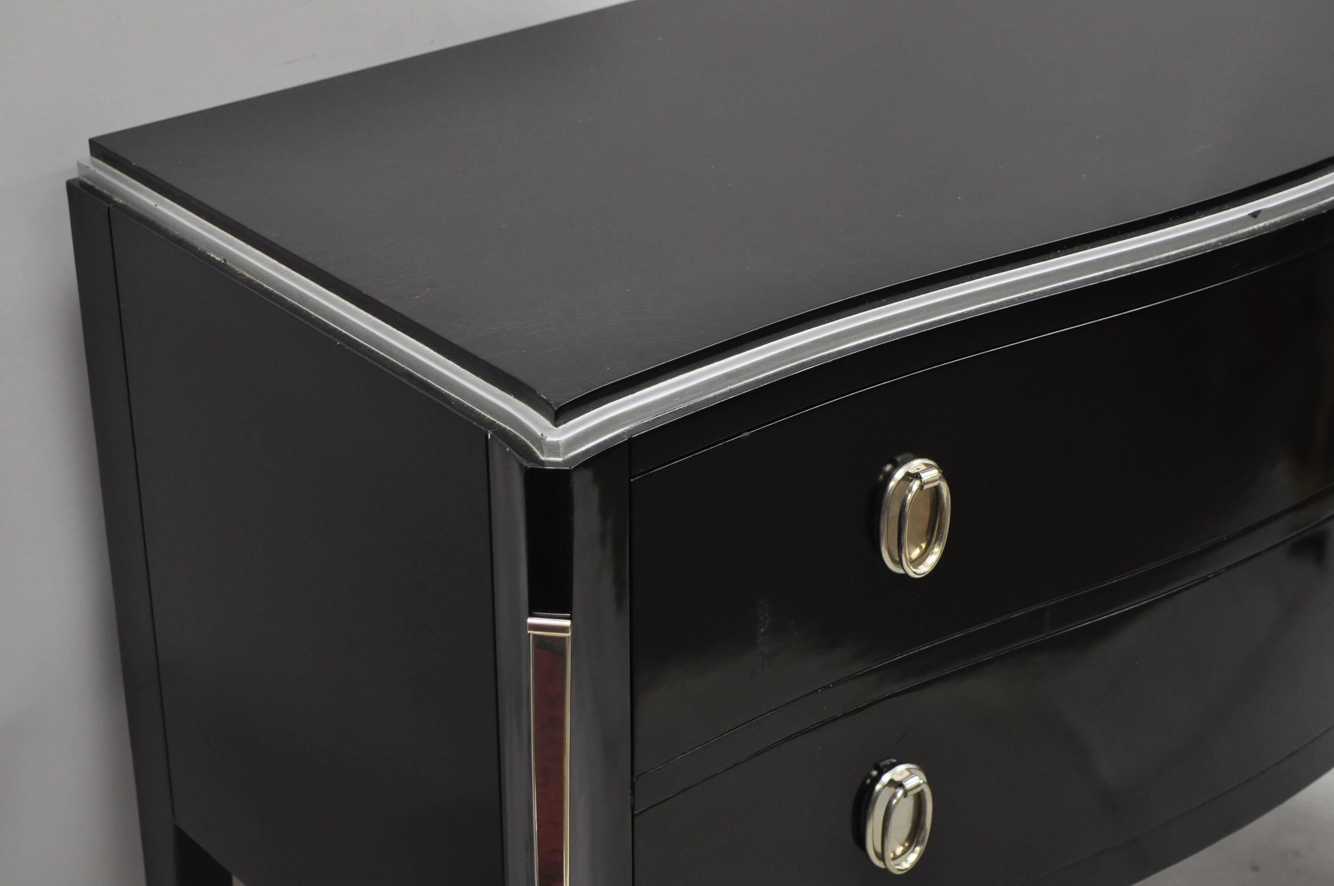 Modern Contemporary Black Lacquer Bombe Commode 2-Drawer Italian Chest by Zichele For Sale