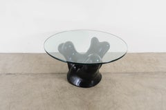 Contemporary Black Lacquer Coral Cocktail Table w/ Glass Top by Robert Kuo