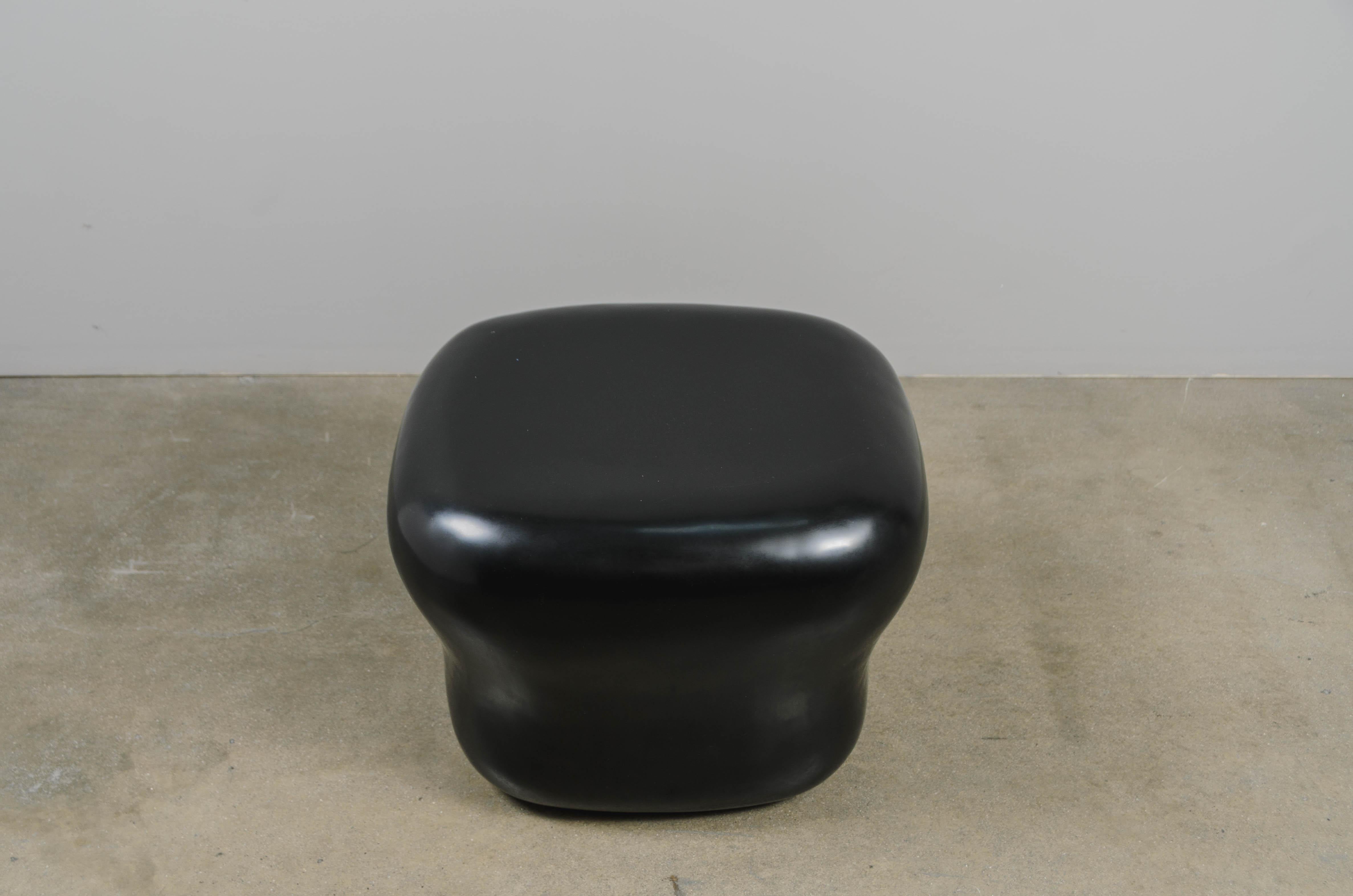 Modern Contemporary Black Lacquer Cushion Drumstool by Robert Kuo, Limited Edition For Sale