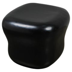 Contemporary Black Lacquer Cushion Drumstool by Robert Kuo, Limited Edition