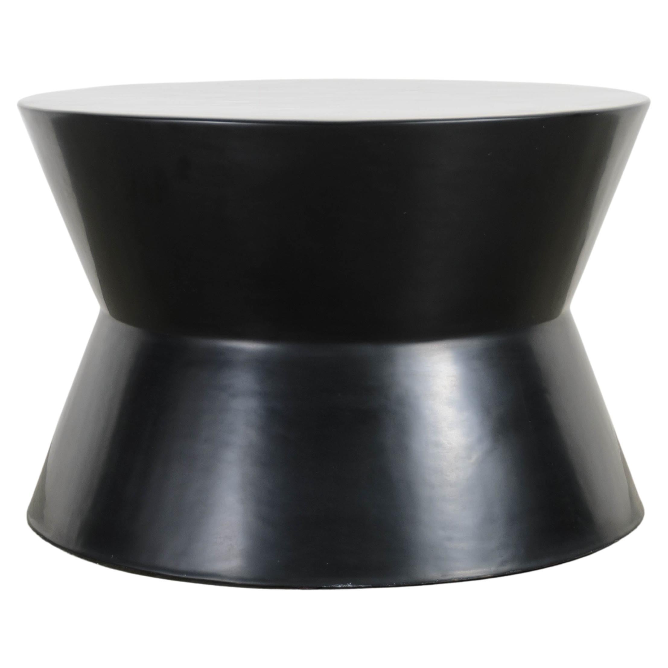 Contemporary Black Lacquer Drumstool w/ Waist by Robert Kuo, Limited  Edition For Sale at 1stDibs