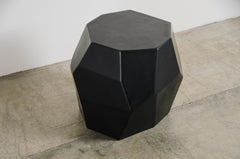 Contemporary Black Lacquer Faceted Drumstool by Robert Kuo, Limited Edition