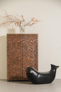 Contemporary Black Lacquer Fish Seat w/ Copper Eye by Robert Kuo