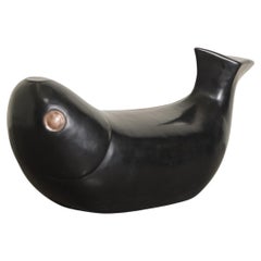 Contemporary Black Lacquer Fish Seat w/ Copper Eye by Robert Kuo