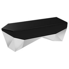 Contemporary Black Lacquer Fractal Logo Bench by Luís Mercader