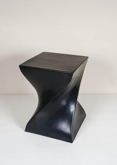 Contemporary Black Lacquer Mod Helix Drumstool by Robert Kuo, Limited Edition