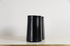 Contemporary Black Lacquer Root Vase w/ Copper Trim by Robert Kuo