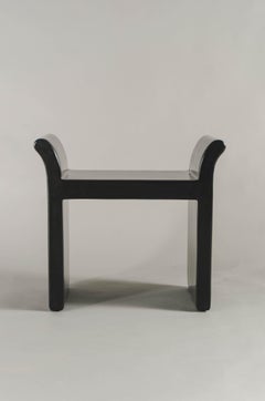 Contemporary Black Lacquer Vanity Seat by Robert Kuo, Hand Made, Limited Edition