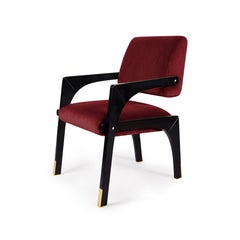 Contemporary black lacquered bordeaux velvet Arches dining chair by InsidherLand
