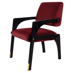 Contemporary black lacquered bordeaux velvet Arches dining chair by InsidherLand