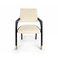 Contemporary black lacquered ivory velvet Arches dining chair by InsidherLand