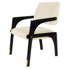 Contemporary black lacquered ivory velvet Arches dining chair by InsidherLand