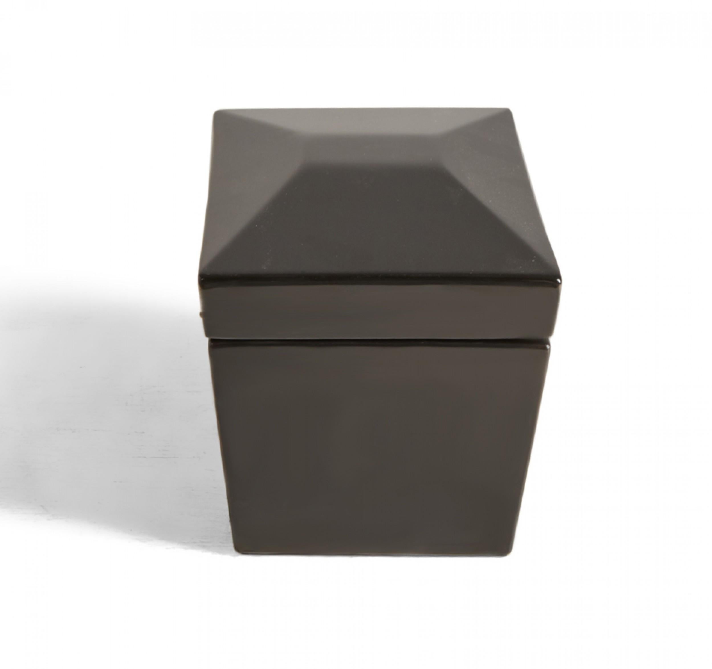 Boîte décorative rectangulaire en bois laqué noir contemporaine en vente 2
