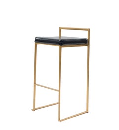 Contemporary Black Leather Bar Stools