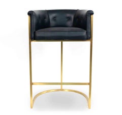 Contemporary Black Leather Bar Stools