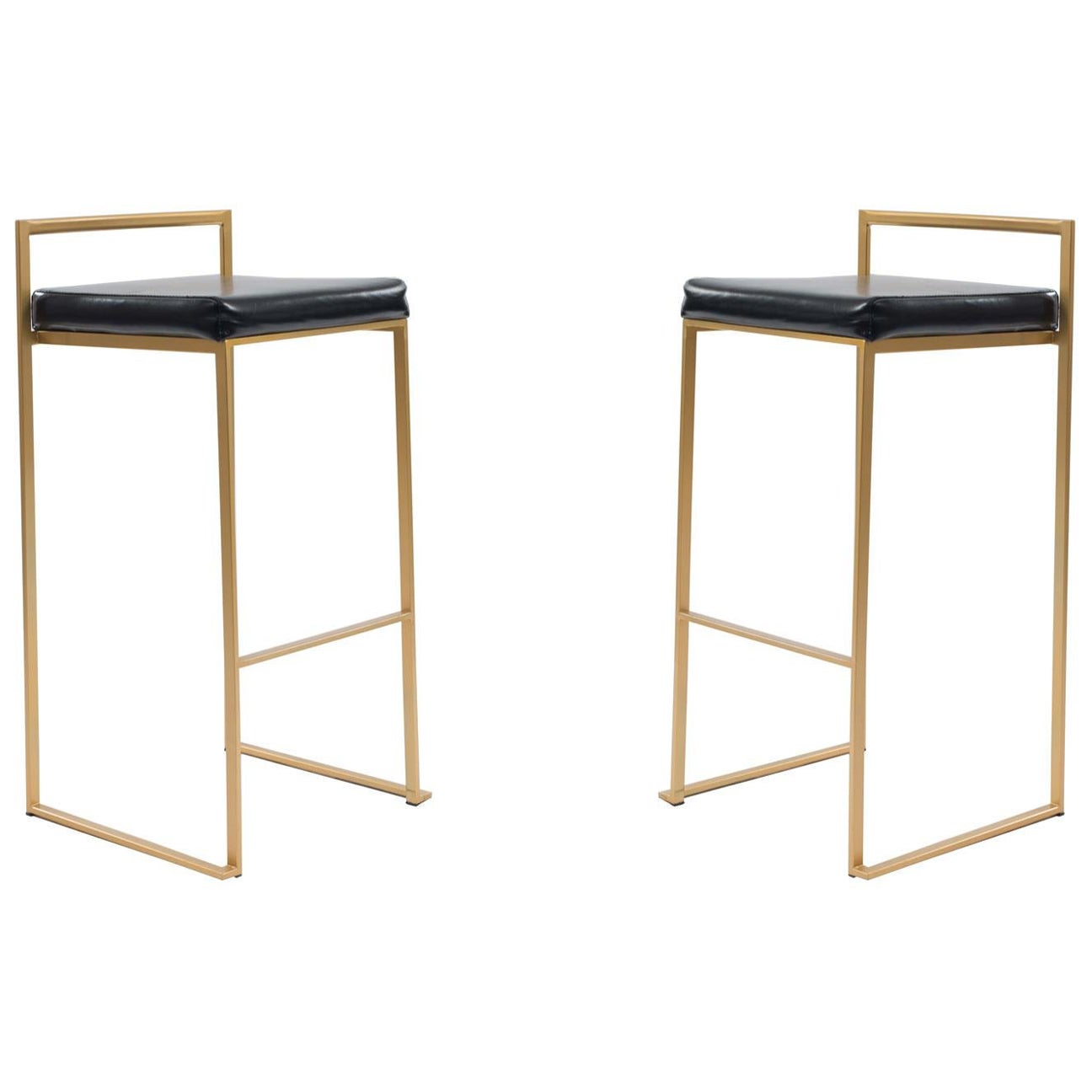 Contemporary Black Leather Bar Stools