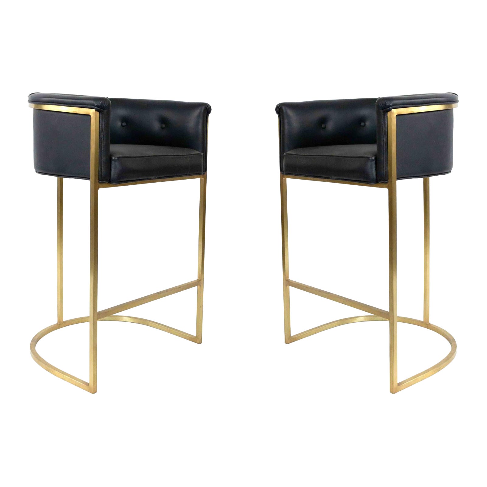 Contemporary Black Leather Bar Stools
