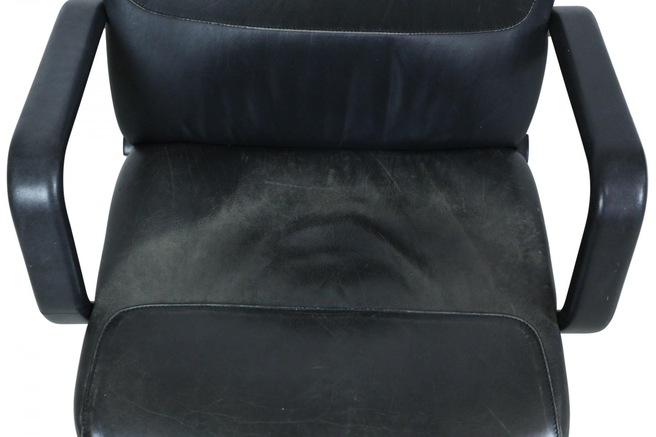 American Contemporary Black Leather Office Chair by Atelier Int For Sale