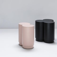 Contemporary Black Leather Stool, Trinity by Stephane Parmentier for Giobagnara