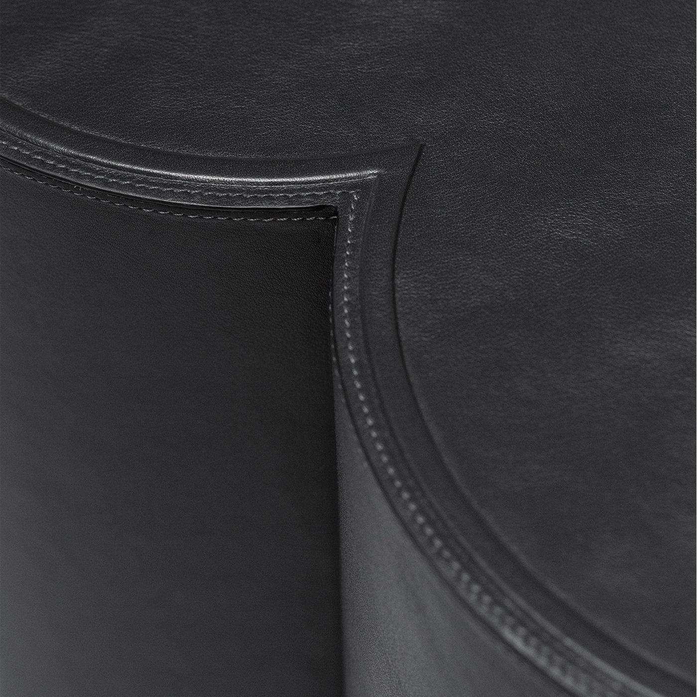 Modern Contemporary Black Leather Stool, Trinity by Stephane Parmentier for Giobagnara For Sale