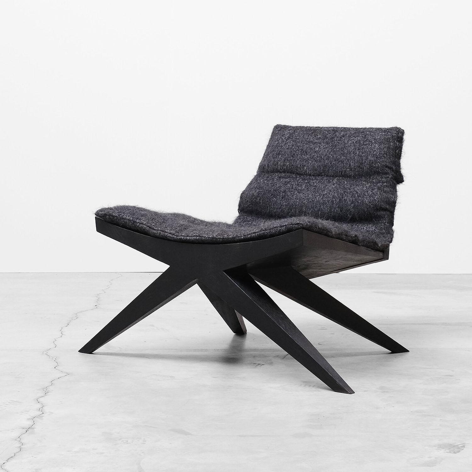 Contemporary lounge chair In Iroko Wood - V-Easy chair by Arno Declercq

Material: 
Burned and waxed Iroko wood.
Cushion made in mohair by Pierre Frey. More fabrics available on request.

Dimensions: 
100 cm W x 90 cm L x 70 cm H
40 ” W x