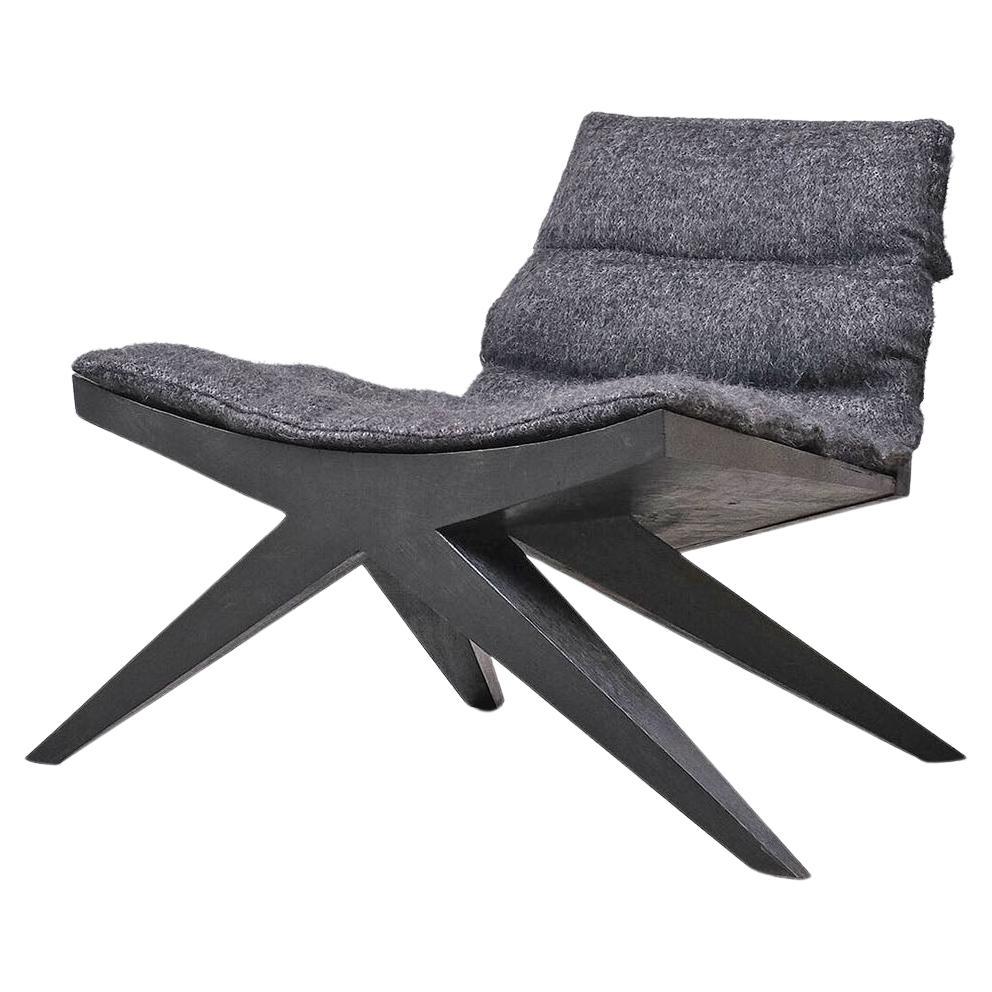 Contemporary Black Lounge Chair in Iroko Wood, V-Easy Chair by Arno Declercq For Sale