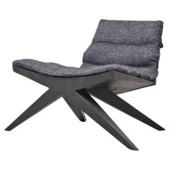 Contemporary Black Lounge Chair in Iroko Wood, V-Easy Chair by Arno Declercq