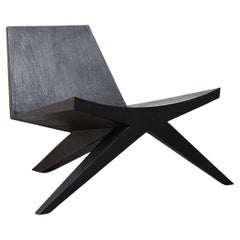 Contemporary Black Lounge Chair in Iroko Wood V Easy Men by Arno Declercq