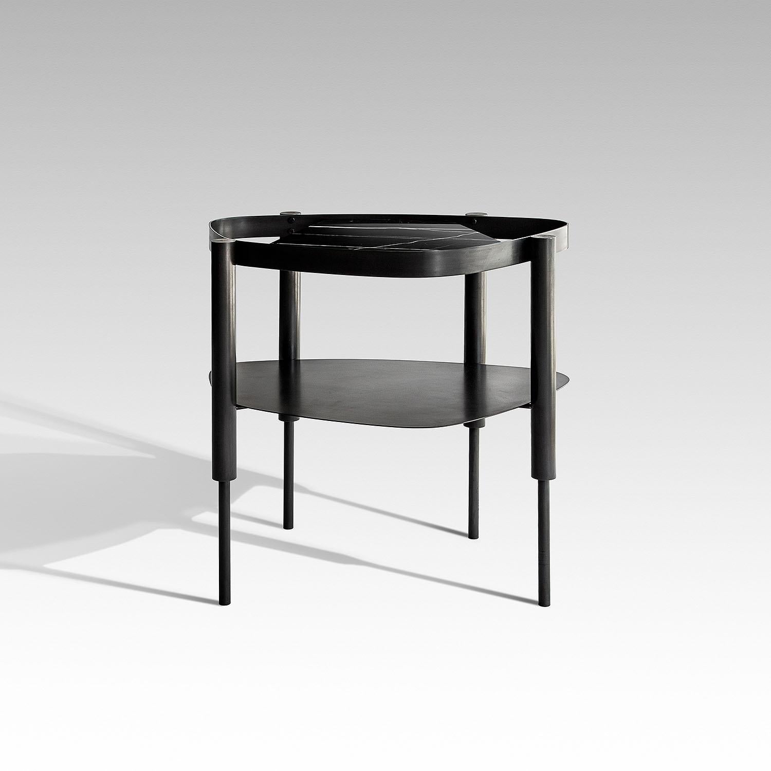 Modern Contemporary Black Marble Side Table, Bijou Black by Adam Court for Okha For Sale